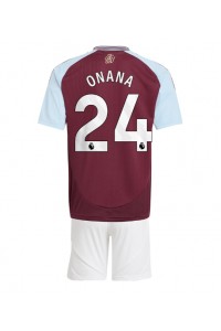 Fotbalové Dres Aston Villa Amadou Onana #24 Dětské Domácí Oblečení 2024-25 Krátký Rukáv (+ trenýrky)